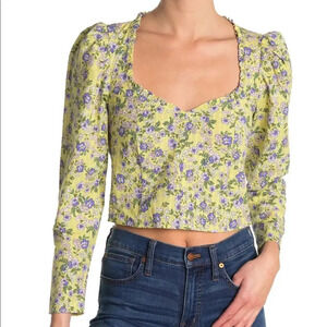 New Floral TopShop Cropped Blouse